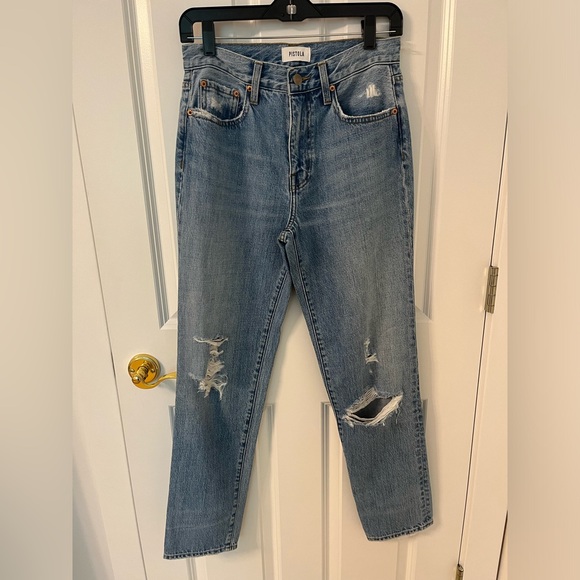 Pistola Denim NWOT Presley Distressed Relaxed Roller Jeans Medium Wash - Picture 6 of 8